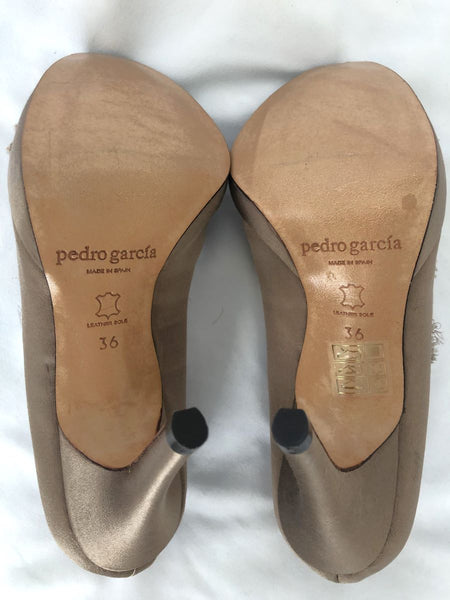 Pedro Garcia Size 5.5 - 6 Brown Satin Frayed Pumps - $525 RETAIL