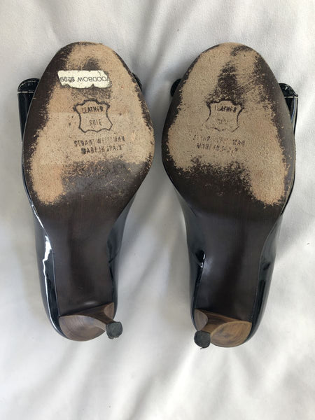 Stuart Weitzman Size 6.5 Woodbow Black Patent Pump - CLEARANCE