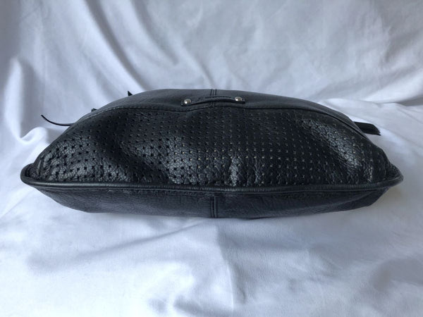 B Makowsky Black Leather Hobo Tote