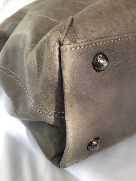 Dissona Italian Designer Gray Leather Bag