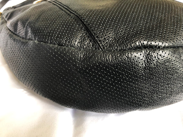 Elliott Lucca Black Leather Perforated Bucket Bag