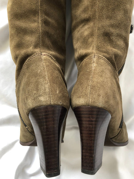 Michael Kors Size 7 Burke Olive Suede Boots