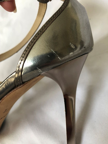 Jimmy Choo Size 7.5 Champagne Leather Heels