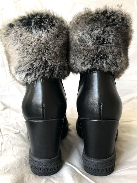 Aquatalia Size 5.5 - 6 NEW Fur Topped Wedge Boots