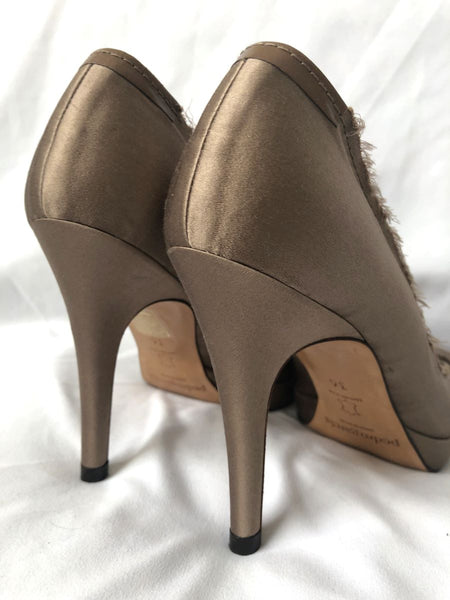 Pedro Garcia Size 5.5 - 6 Brown Satin Frayed Pumps - $525 RETAIL