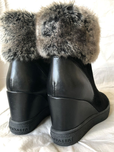 Aquatalia Size 5.5 - 6 NEW Fur Topped Wedge Boots