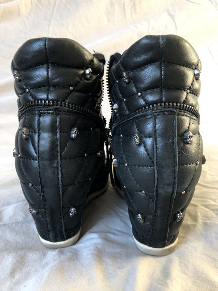 ASH Size 6.5 Brooklyn Black Leather Skull Sneakers - RARE!
