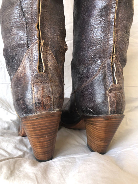Frye Size 6 Tall Brown Studded Western Boots