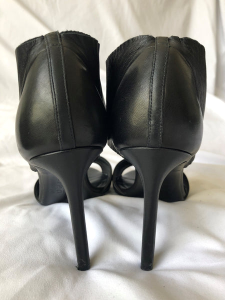 VINCE Size 9 Stephanie Black Leather Open Toe Heels