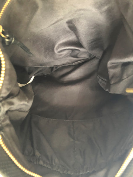Elliott Lucca Black Leather Perforated Bucket Bag