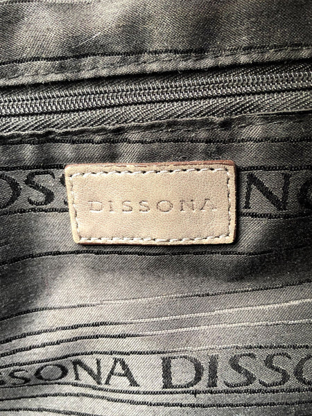 Dissona Italian Designer Gray Leather Bag