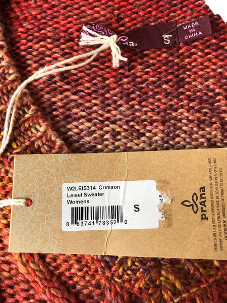PrAna NEW SMALL Leisel Red Cable Knit Sweater