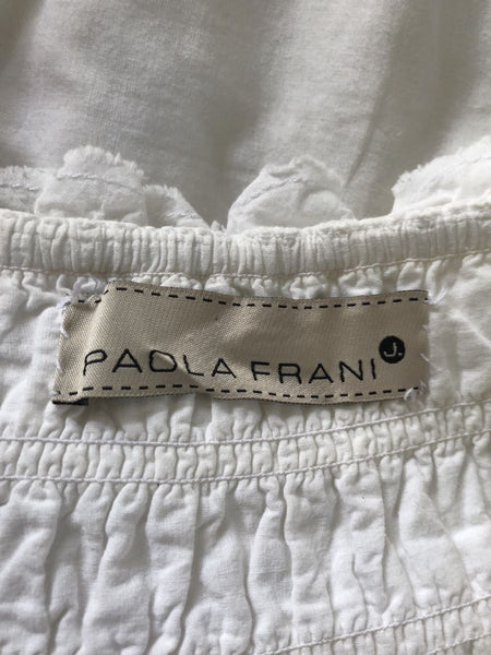 Paola Frani Size 6 White Ruffle Skirt