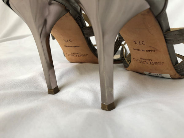 Jimmy Choo Size 7.5 Champagne Leather Heels