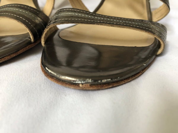 Jimmy Choo Size 7.5 Champagne Leather Heels